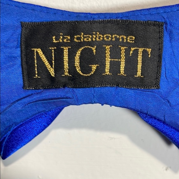 Liz Claiborne NIGHT - Vintage Cobalt Blue Sheath Maxi Dress with Flutter Sleeves - Picture 4 of 12